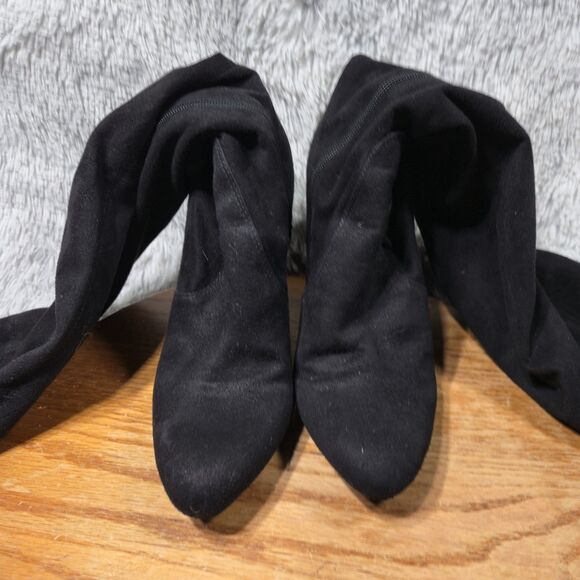 Unisa Womens Size 8.5 Retro Black Over the Knee Faux Suede High Heeled Boots - Picture 6 of 10